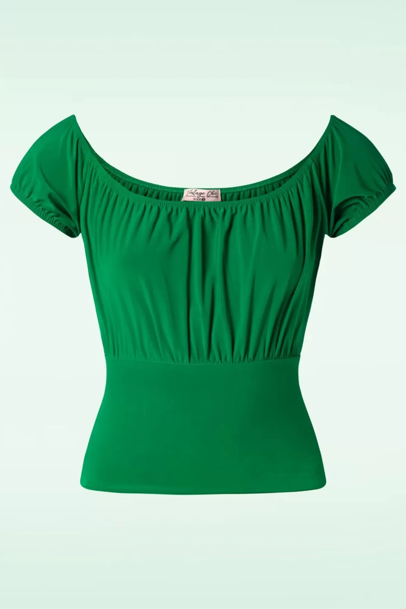 belinda_offshoulder_top_in_groen_0.webp Outlet Vintage Chic for Topvintage Belinda Off-Shoulder Top In Groen