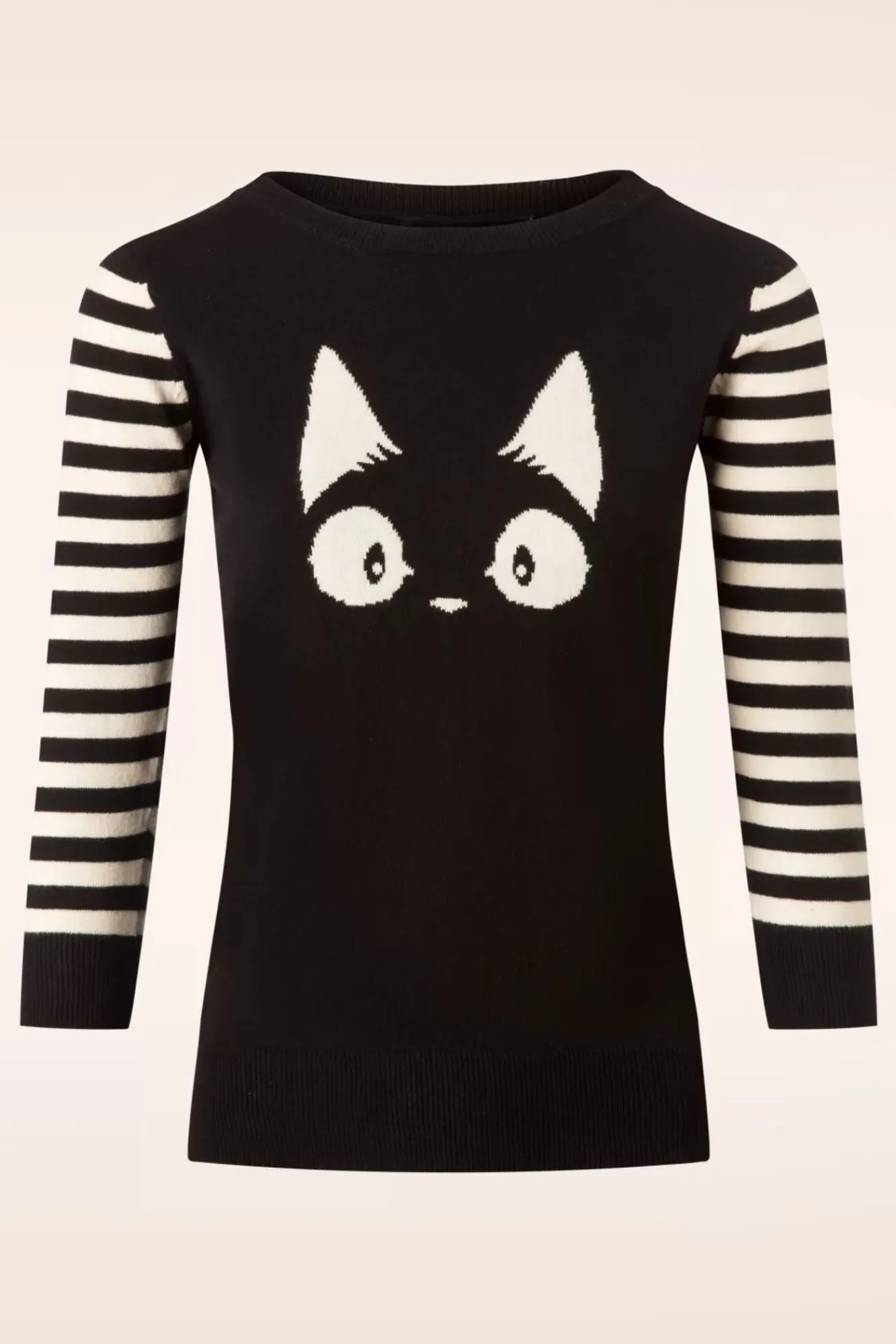 debbie_cat_gestreepte_trui_in_zwart_0.webp Fashion Mak Sweater Debbie Cat Gestreepte Trui In Zwart