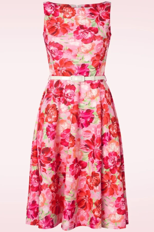 Cheap Vintage Chic for Topvintage Francine Flower Swing Jurk In Roze