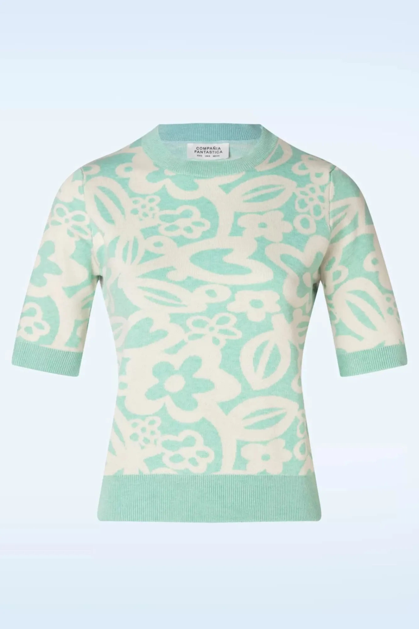 freya_flower_jumper_in_mintblauw_0.webp Fashion Compania Fantastica Freya Flower Jumper In Mintblauw