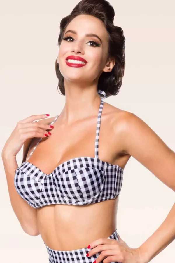 Clearance Belsira Gigi Gingham Bikinitop In Zwart En Wit