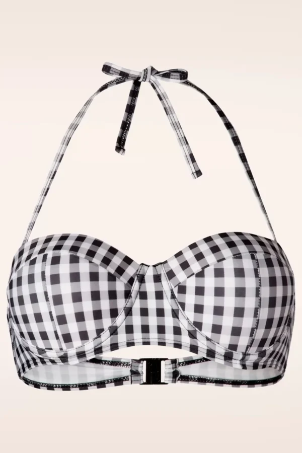 Clearance Belsira Gigi Gingham Bikinitop In Zwart En Wit