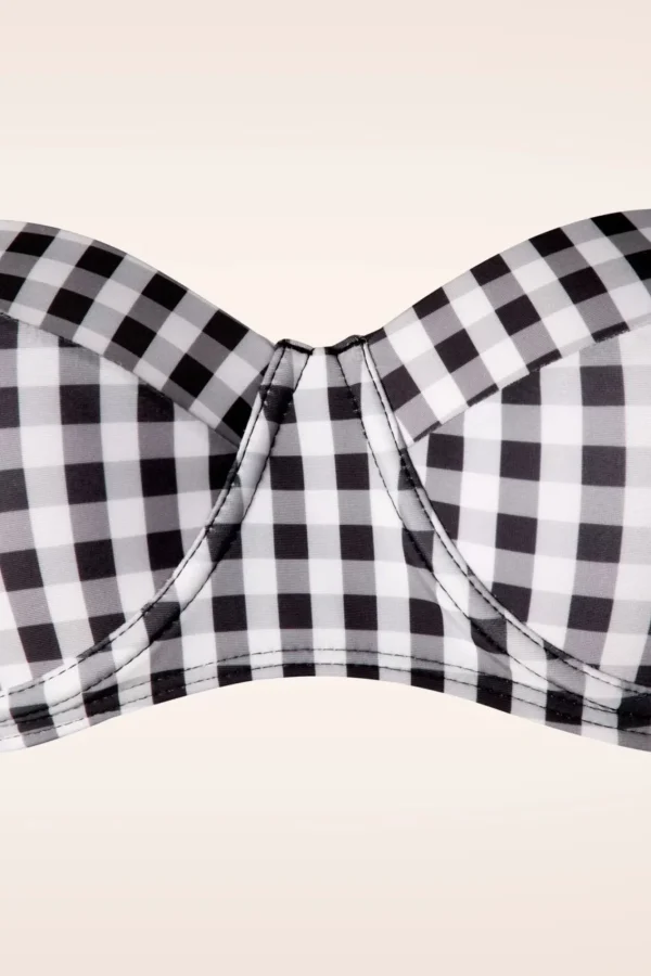 Clearance Belsira Gigi Gingham Bikinitop In Zwart En Wit