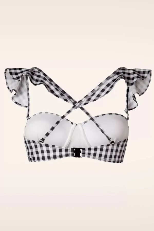 Clearance Belsira Gigi Gingham Bikinitop In Zwart En Wit