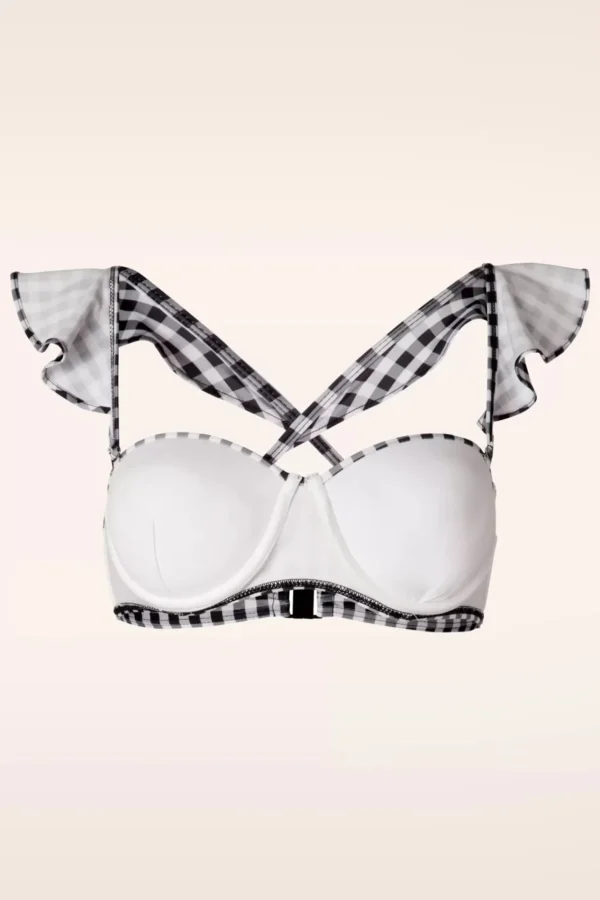 Clearance Belsira Gigi Gingham Bikinitop In Zwart En Wit