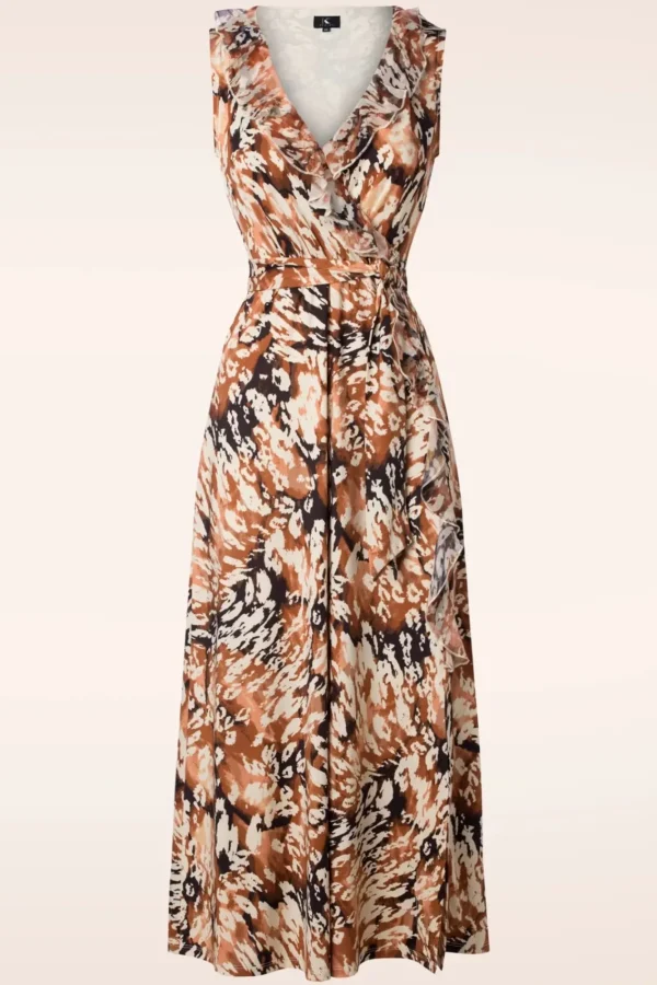 Best Sale K-Design Lyla Luipaard Maxi Jurk In Bruin