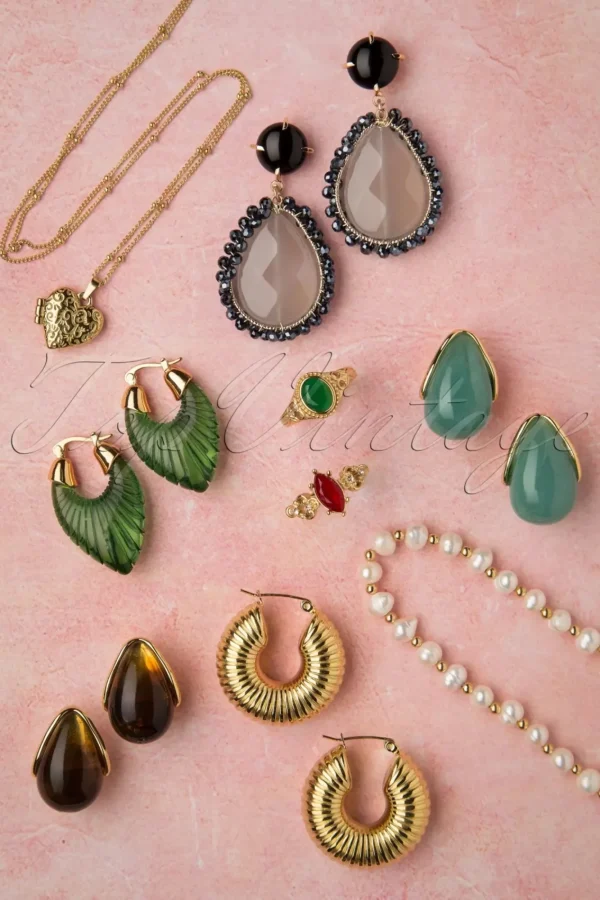 Cheap Topvintage Boutique Collection Molly Oorbellen In Goud En Groen