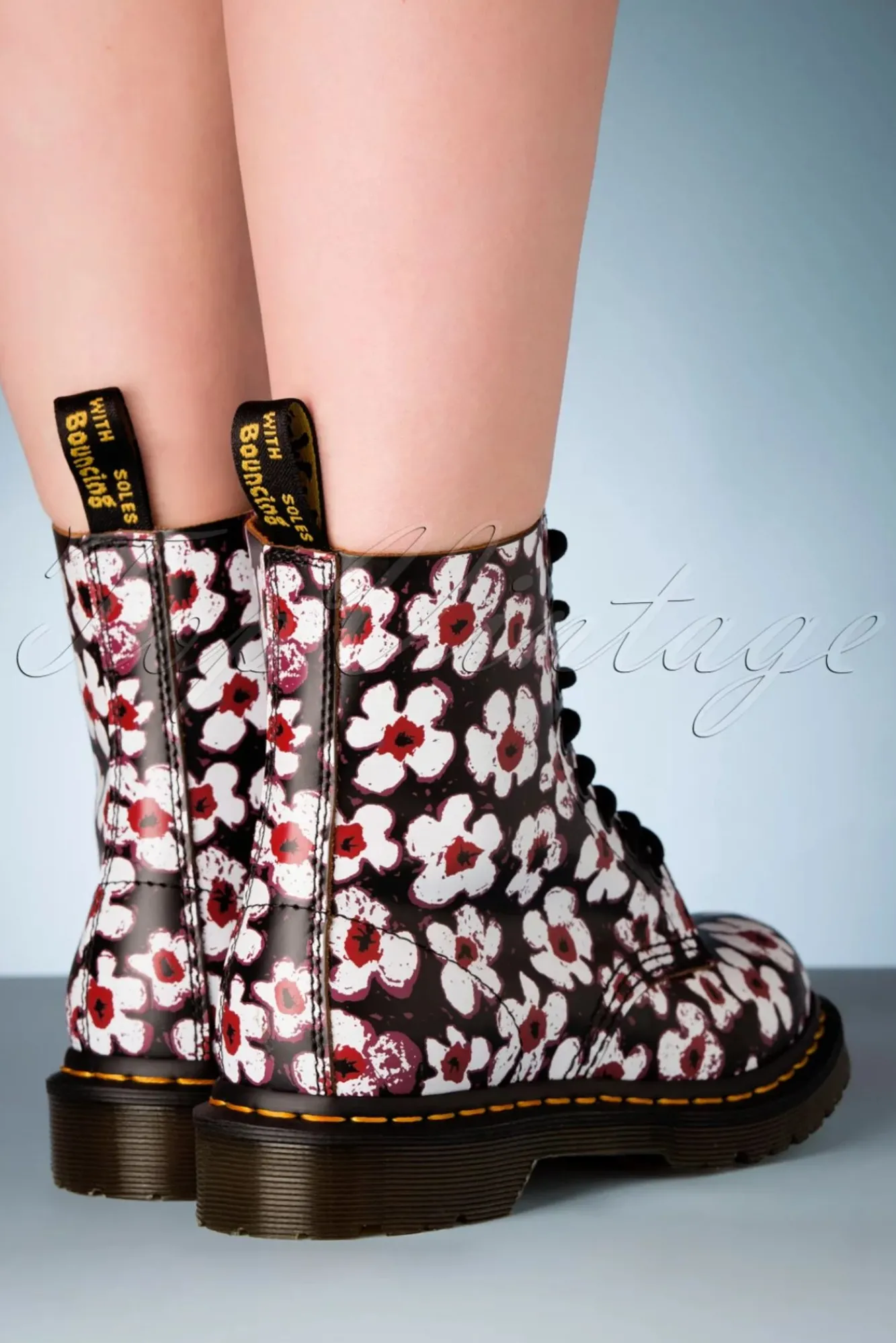 Cheap Dr. Martens 1460 Pansy Fayre Vintage Laarzen In Zwart