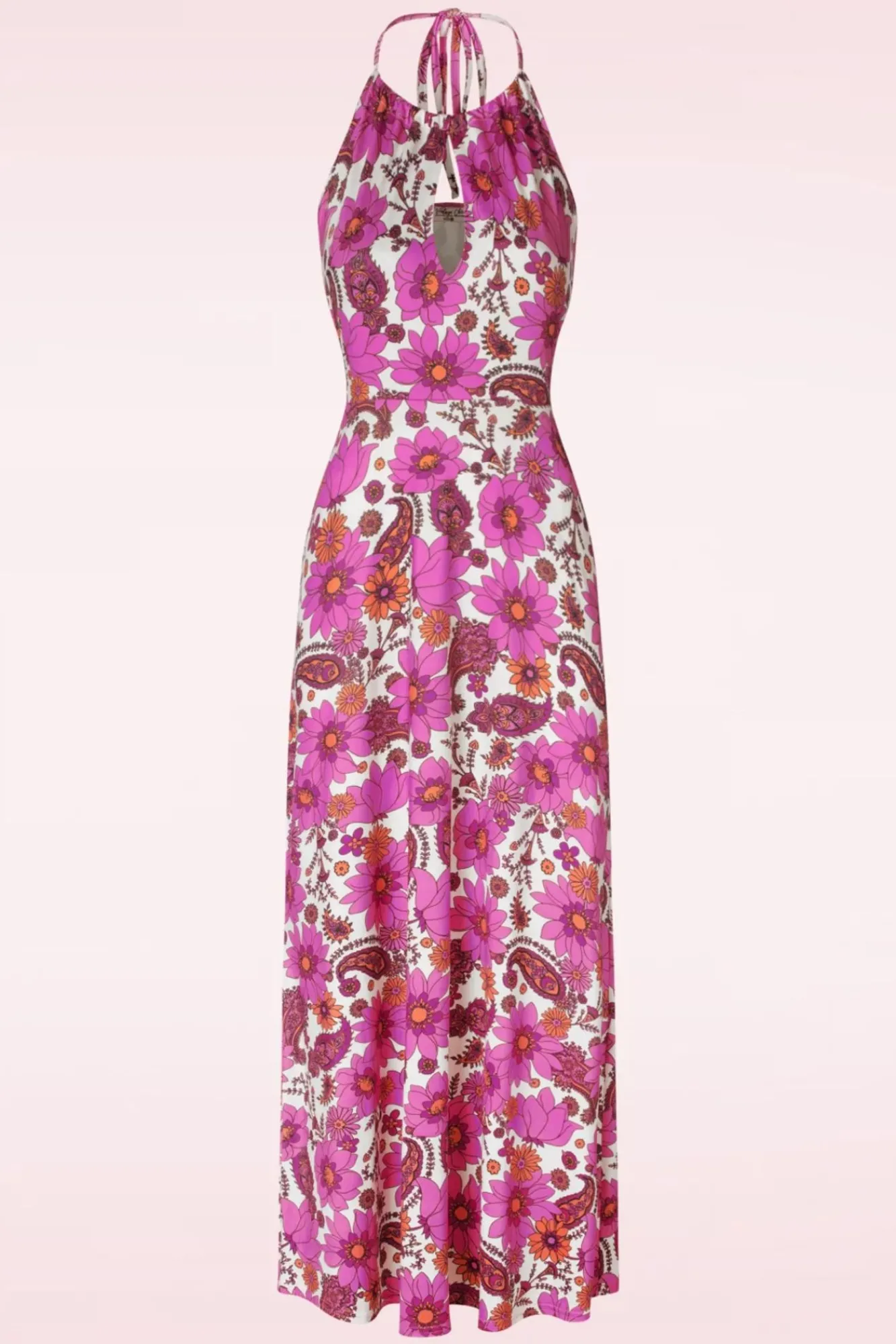 polly_maxi_jurk_in_wit_en_roze_1.webp Online Vintage Chic for Topvintage Polly Maxi Jurk In Wit En Roze