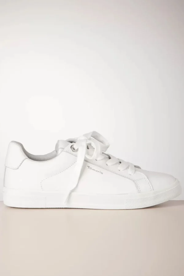 Store Tamaris Steffi Lederen Sneakers In Wit