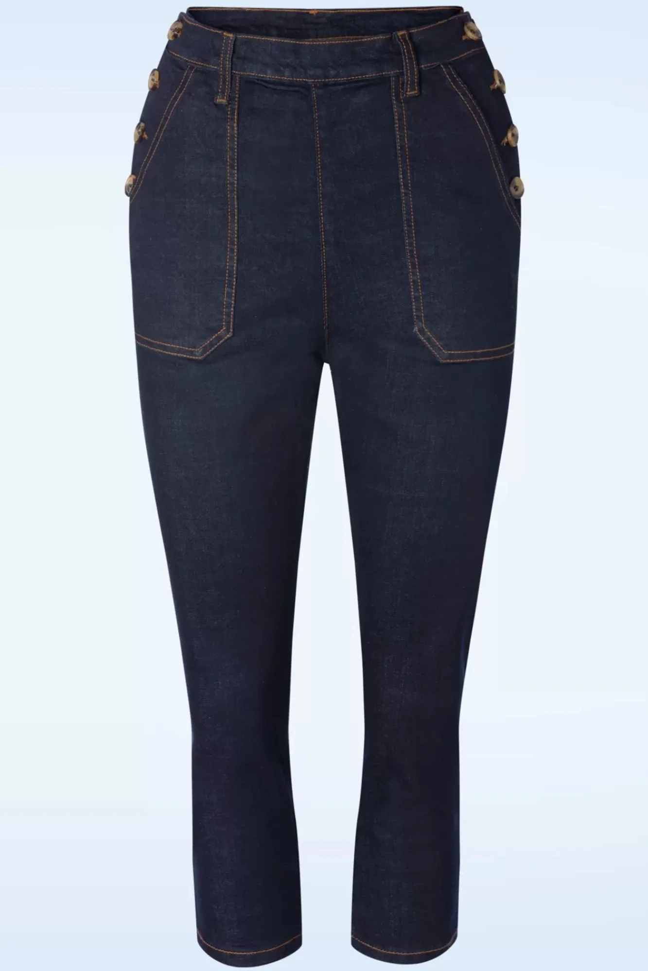 workwear_capri_denim_in_donkerblauwe_wassing_0.webp Clearance Queen Kerosin Workwear Capri Denim In Donkerblauwe Wassing