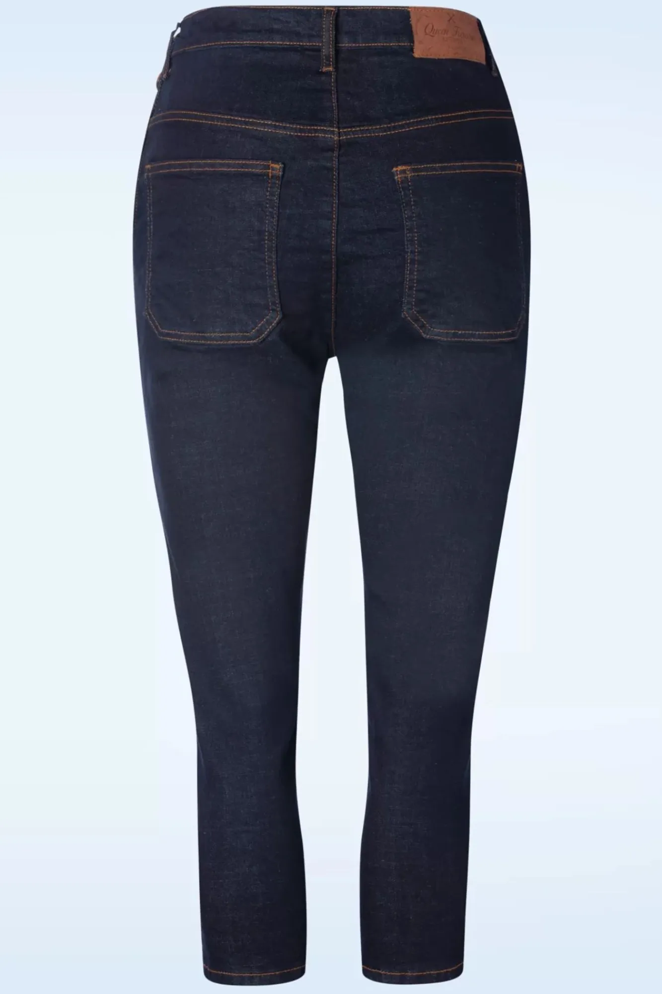 workwear_capri_denim_in_donkerblauwe_wassing_1.webp Clearance Queen Kerosin Workwear Capri Denim In Donkerblauwe Wassing